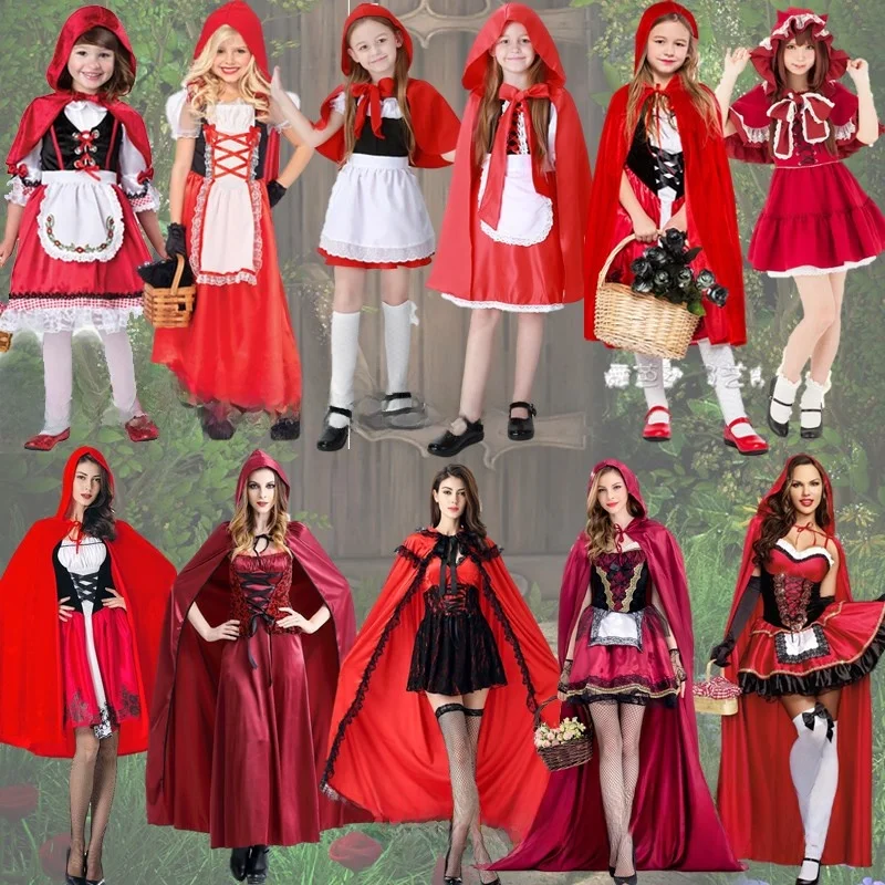 

Little Red Hat Costume Adult Children's Halloween Performance Outfit Parent-Child Matching Party Masquerade Ball Clothes