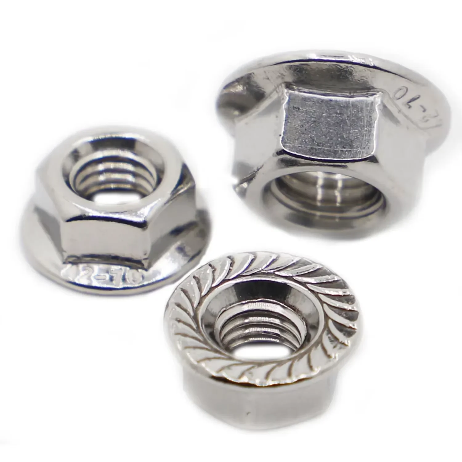 DIN 6923 Sechskant-Sechskantkopf aus Edelstahl 304, gezahnter Spinlock-Flansch, Sicherungsmutter M3, M4, M5, M6, M8, M10, M12 – Detail 1