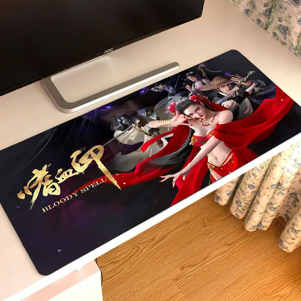 Alfombrilla de ratón Bloody Spell Tapetes de Mesa Teclado, Borracha Kawai, Tapete de Mesa Antiderrapante, XXL90x40cm