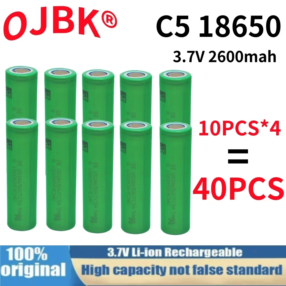 Brand new 100% full capacity 18650C5A 2600mah 3.7V 35A power lithium battery suitable for electric tools LED flashlight+charger