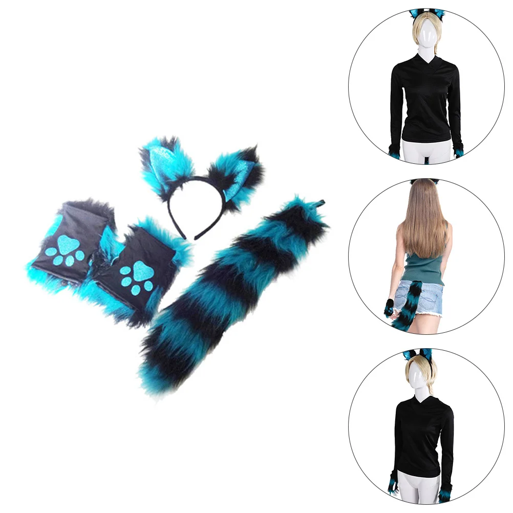 Dress up Fox Suit Halloween Decor Animal Tail Headdress Prom Ears Plush Wear Child Lovely Hair Clamp