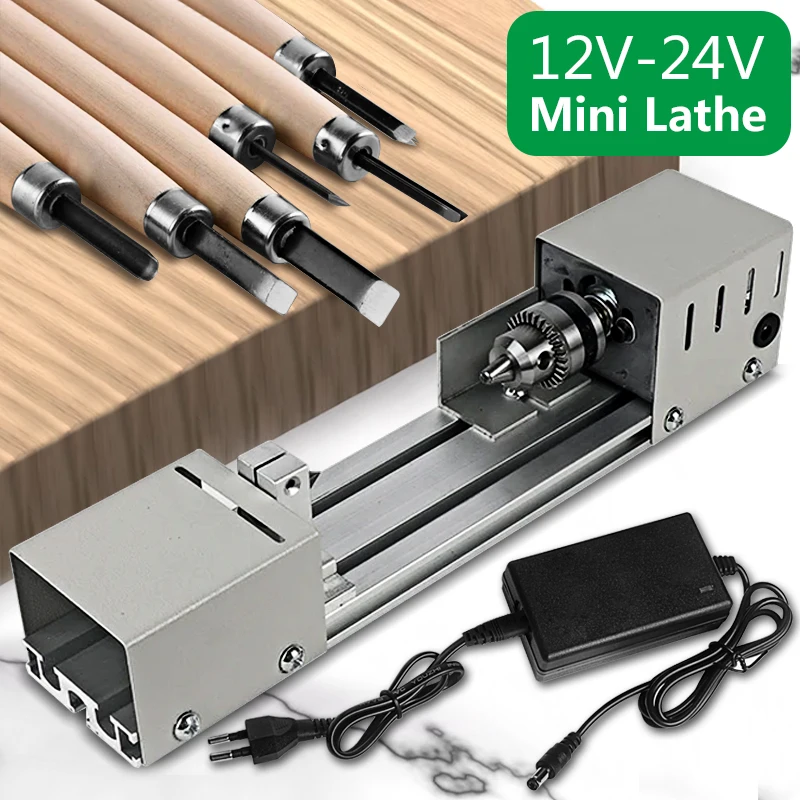 12-24V Mini Lathe Machine Miniature Buddha Pearl Lathe DIY Woodworking Buddha Pearl Lathe Machine Wood Drill Rotary Tool