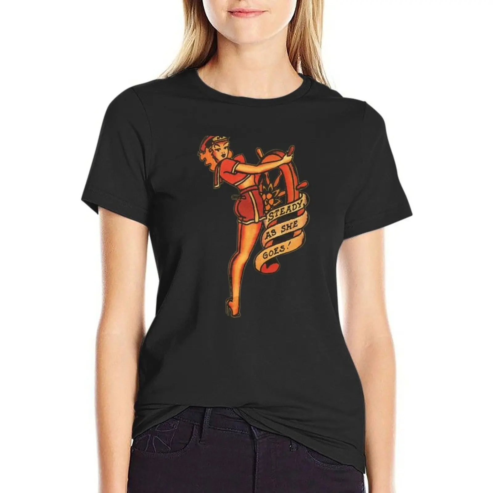 

Sailor Jerry Steady As She Goes T-Shirt Blouse summer tops Womens clothing