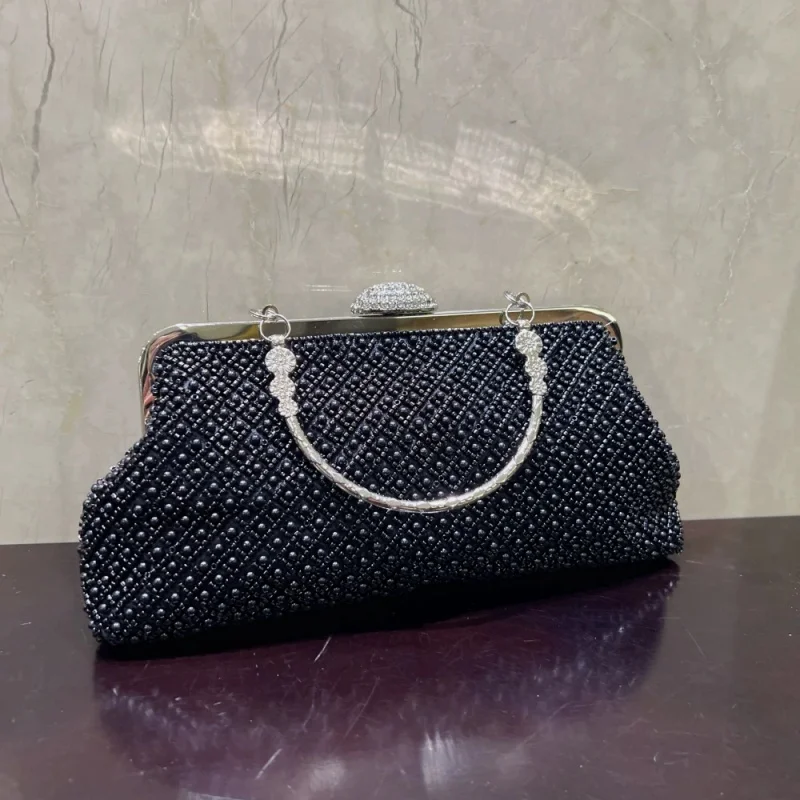 Black Bead Pearls Handbags Luxury Bags for Formal Occasion New Product Simple Party Evening Bag Bolsas Femininas Vintage Style