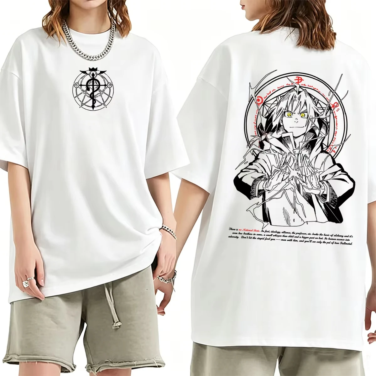 Summer Hot Sale Anime Fullmetal Alchemist T-shirt Manga Edward Elric Graphic T Shirts Y2K Unisex Harajuku Gothic Round T-shirt