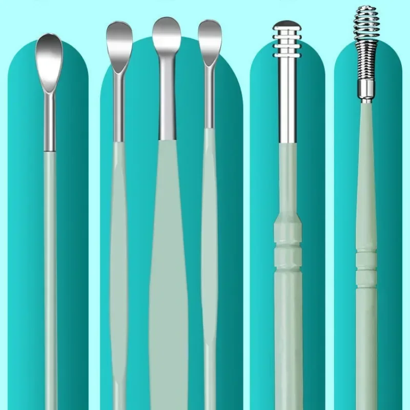 ملعقة منظف للأذن من الفولاذ المقاوم للصدأ ، مجموعة أدوات إزالة شمع الأذن ، مجموعة العناية بالطفل للبالغين
