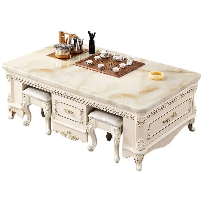 

Marble living room coffee table, family villa large flat floor