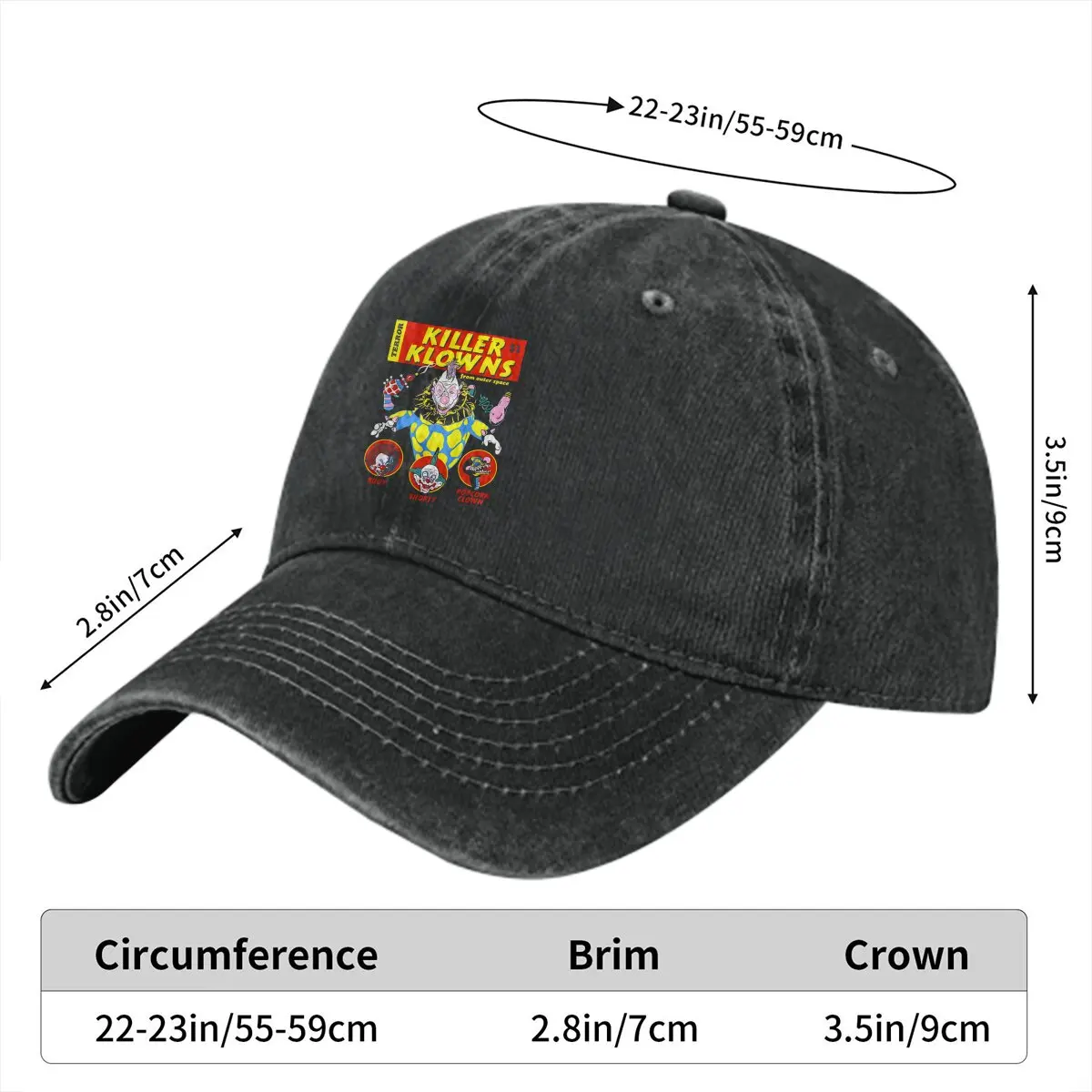 Washed Men's Baseball Cap Klownzilla Comic Trucker Snapback Caps Dad Hat Killer Klowns from Outer Space Golf Hats