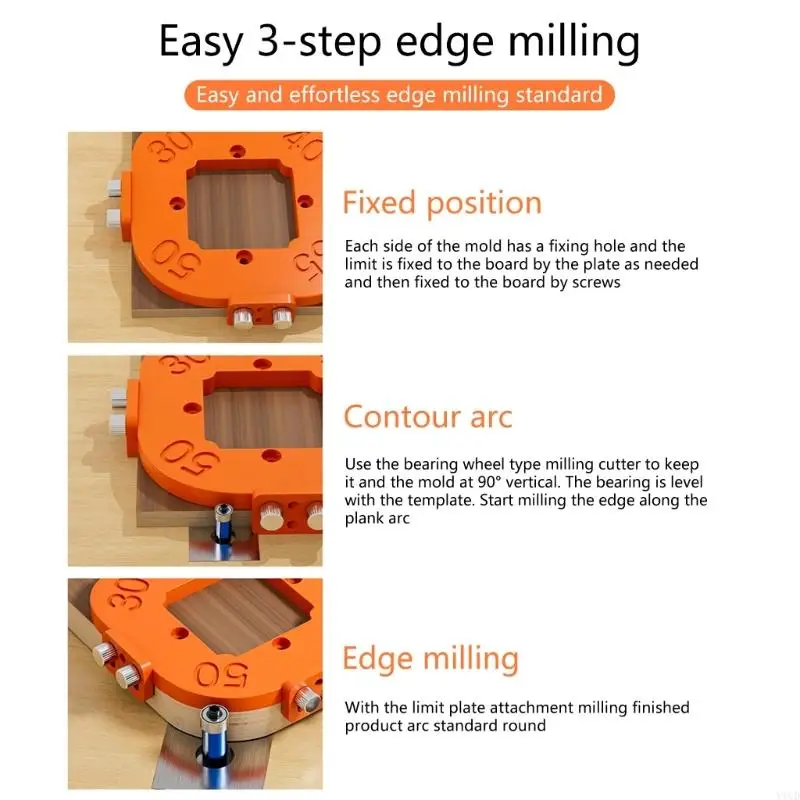 Y1UD 2PCS Modelo roteador Radius Jig Cutting Auxiliar Tool Aluminium Corner Radius Routing Modelo