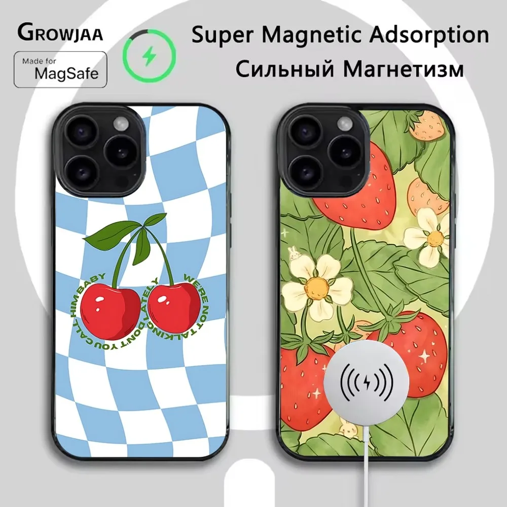 

Fruit Strawberry Cherry Phone Case For iPhone 16e,16,15,14,13,12,11,Plus,Pro,Max,Mini Magsafe Magnetic Wireless Charging