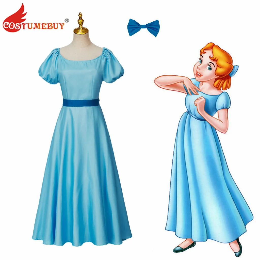 

Peter Pan Wendy Cosplay Costume Adult Women Girls Dress Halloween Carnival Costume Princess Blue Dress Wendy Darling Costume