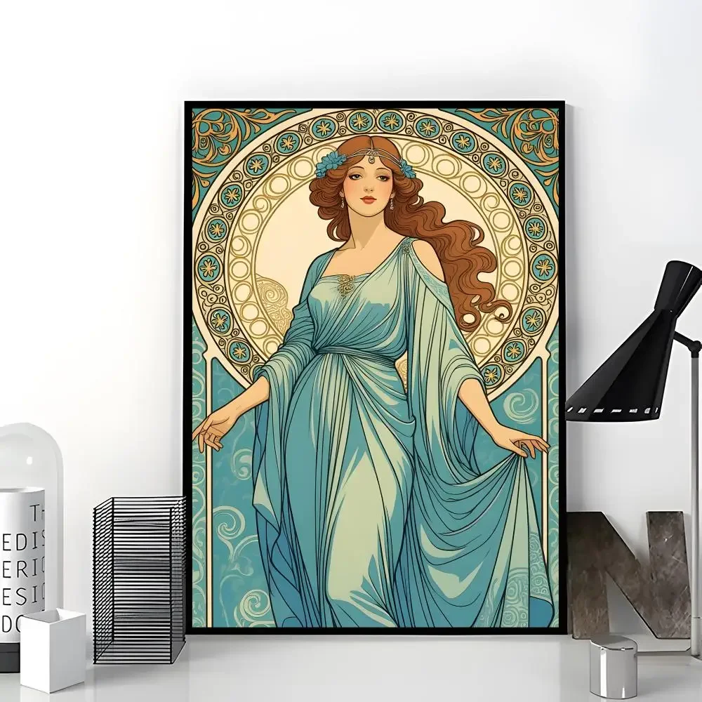 artist painting A‑Alphonse Maria Mucha Poster Trendy Aesthetic Wall Art Poster for Dorm Room Bedroom Decor