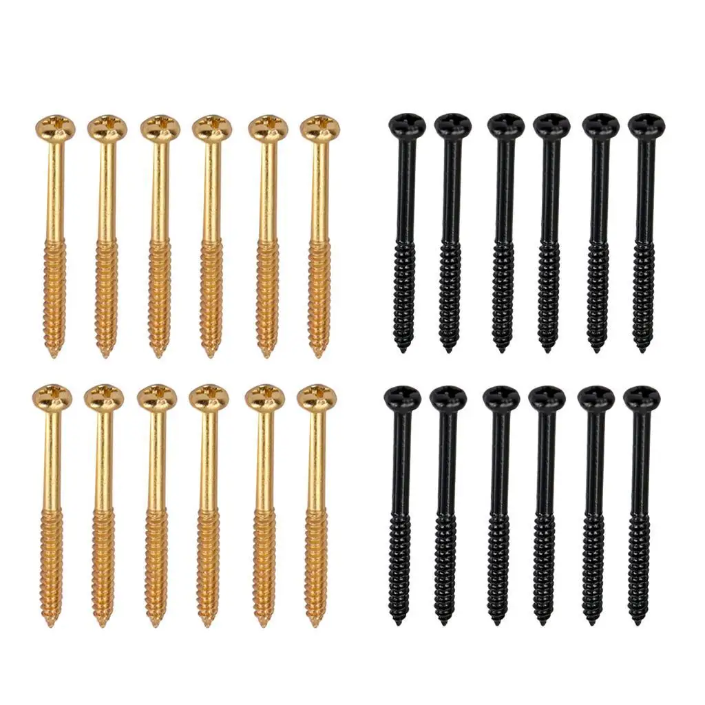 12 Pieces Bass Pickup Mounting Screws for JB Pickups Black