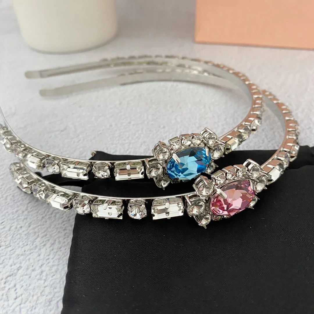 Lovely Designer Colored Crystal Hair Hoop HairBand Luxury Jewelry Women Top Quality Girl Gift Famous Brand Trend