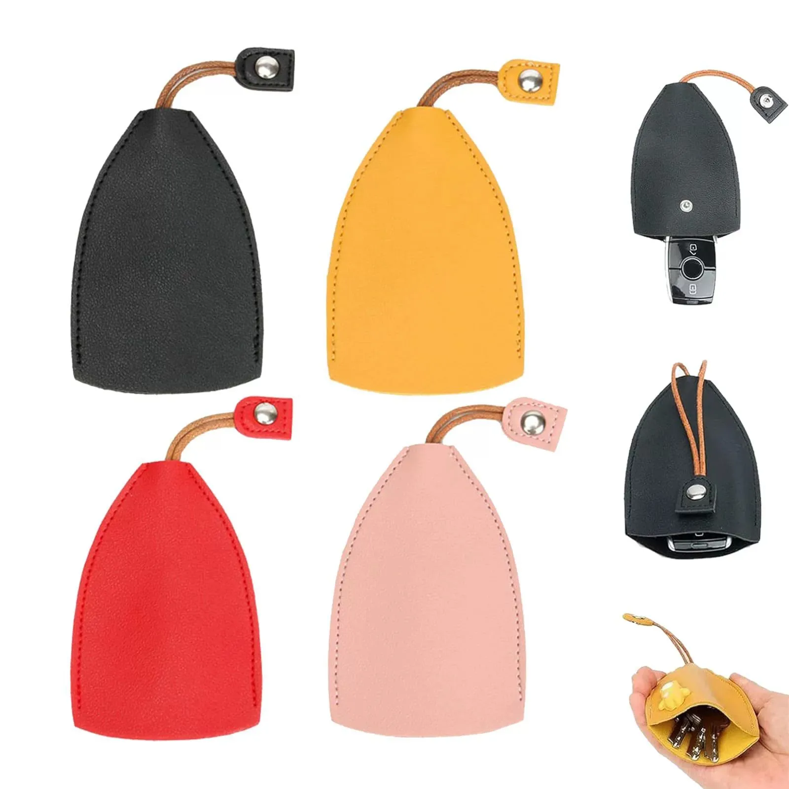 1pc PU Pull Out Keychain Pouch Waterproof Solid Color PU Key Wallets Key Organizer Key Holder Case Housekeepers Key Holder
