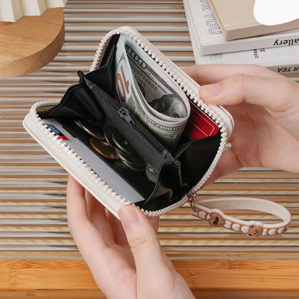 

Fashion Dopamine-Colored Women's Wallet Short Card Case Mini Purse For Compact Coin Storage For Outgoing Shopping Little Bear