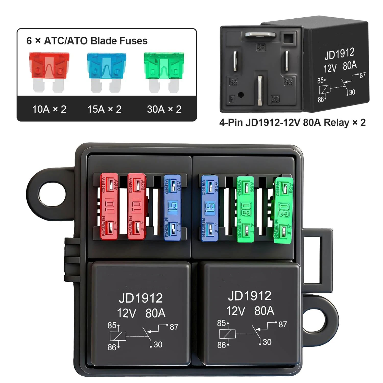 Relaisbox mit 2, 3, 4, 6 Steckplätzen, Relaisblock mit 6, 9, 10, 12 Wegen, ATC/ATO Sicherungsrelaisbox, Sicherungsblock mit Relais, universelles wasserdichtes Kit für Autos – Detail 1