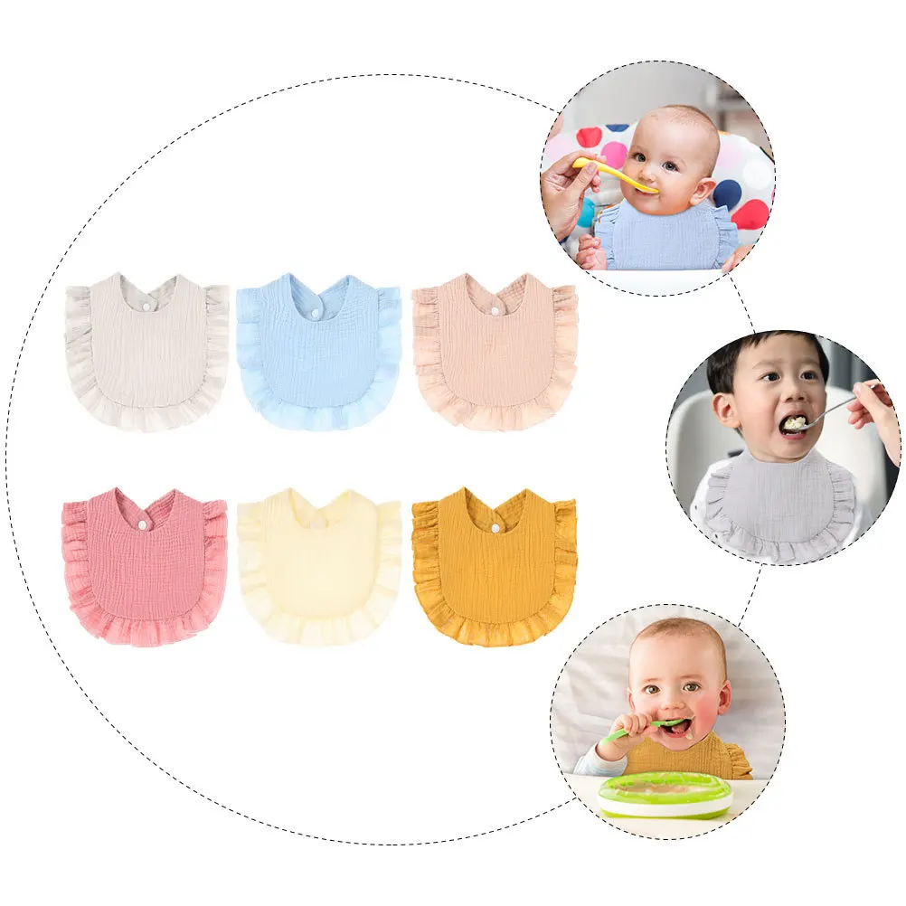 6 Buah Celemek Makan Bayi Katun untuk Balita, Lembut, Menyerap Air Liur, untuk Bayi yang Sedang Tumbuh Gigi, Dapat Digunakan Kembali, Dapat Dicuci, Celemek Bayi Perempuan