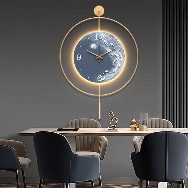 Round Fashion Wall Clocks Living Room Art Mural Aesthetic Interior Wall Watch Restaurant Nordic Reloj Pared Home Decoration