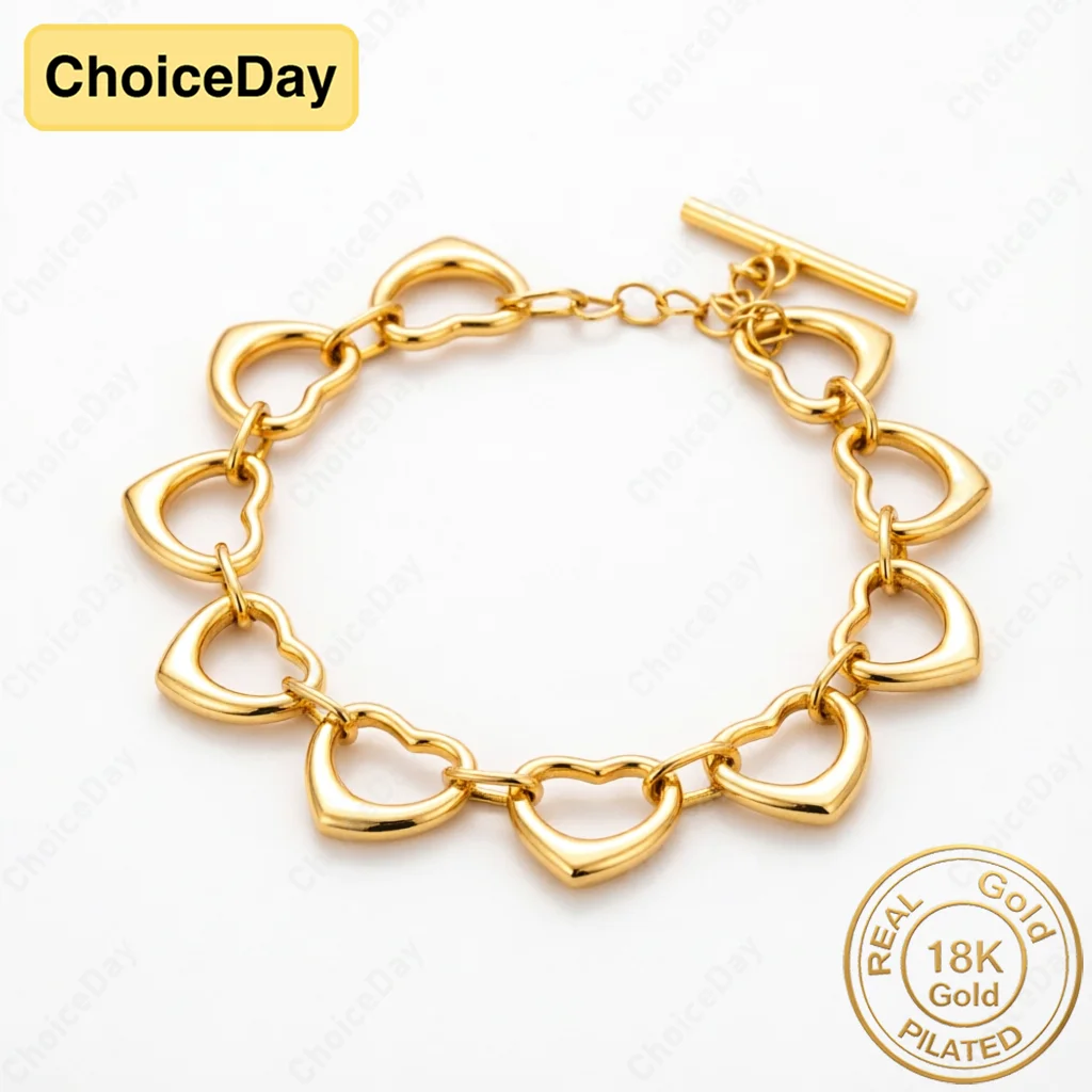 Charming 18K Gold Plated Exquisite Hollow Love Bracelet Women Fashion Gift Wedding Party Jewelry Accessories