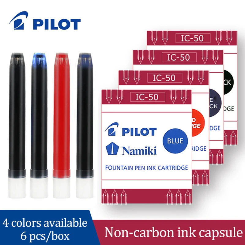 6Pcs/Box Japan Pilot Fountain Pen Ink Bladder IC-50 Waterproof Ink Non-carbon Ink Gall for Smiley Face 78g/88g Fountain Pens