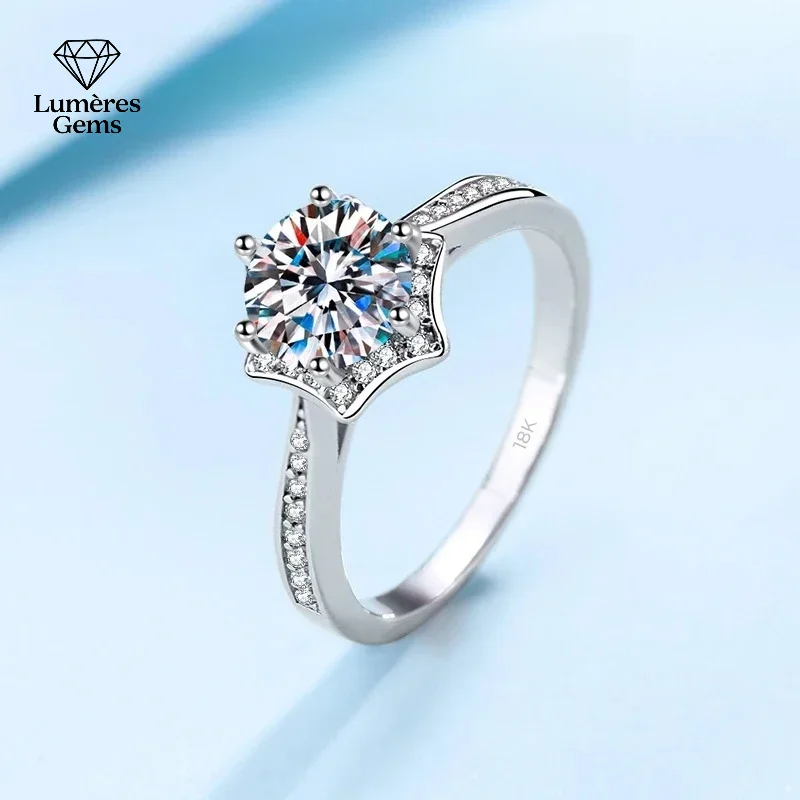 

Женское кольцо из белого золота 18 карат VVS1 D, цвет 1 карат, муассанит, бриллиант, гексаграмма, дизайн звезды, дизайнерские украшения для свадьбы, женские