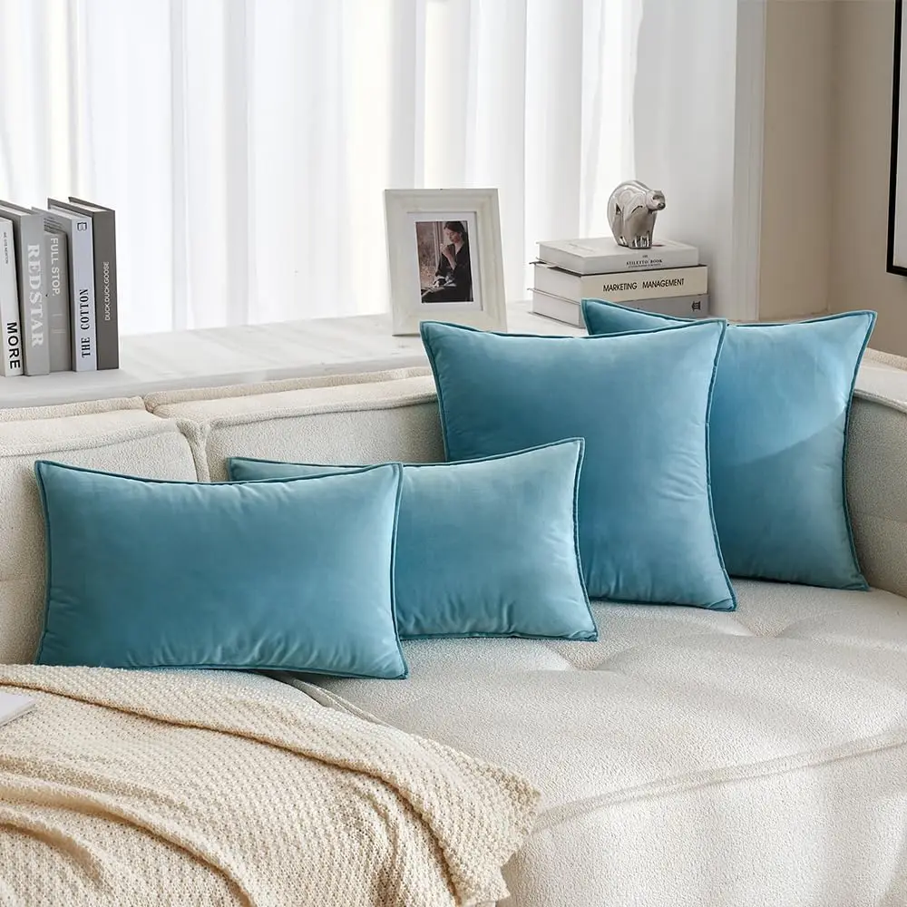 2 Stück weiche, mauvefarbene Luxus-Samt-Kissenbezüge zum Valentinstag, 50 x 50/45 x 45/30 x 50 cm, romantische Kissenhüllen für Wohnzimmer, Couch, Bett – Detail 4