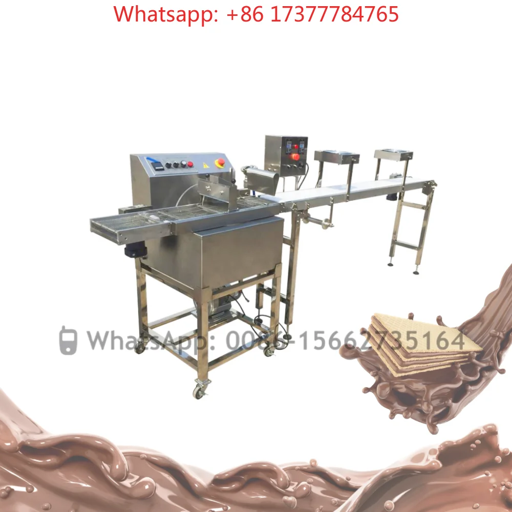 Chocolate Coating Enrobing Machine for Biscuit, Donut & Cake 60kg Automatic Chocolate Production Line