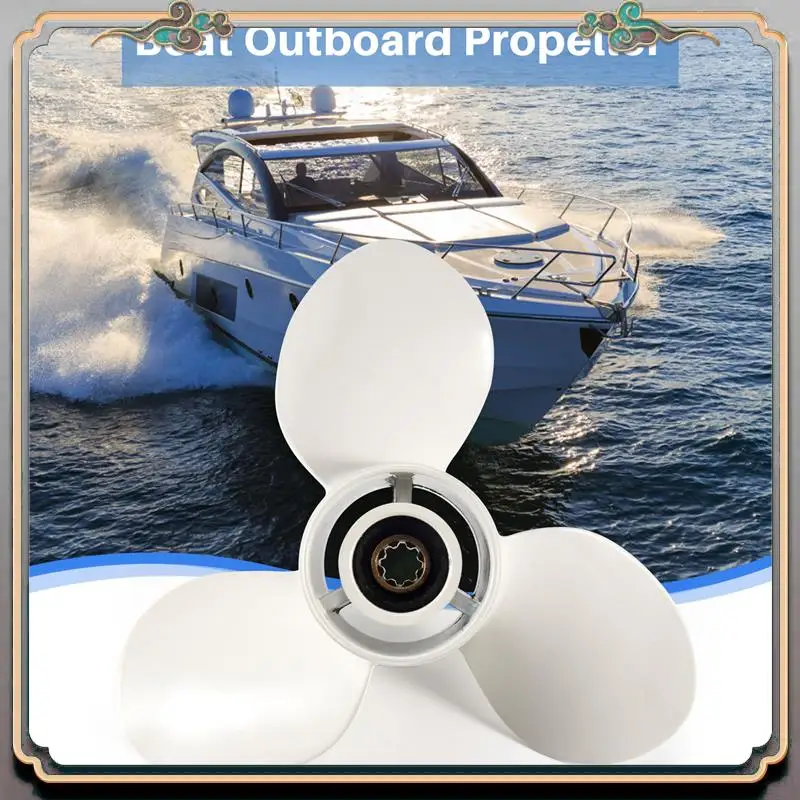 Reliable-Ship Engine Outboard Propeller 3-Bladed Rotary Paddle 683-45941-00-El 9 1/4 X 12 For Yamaha 9.9-15Hp Aluminum 8 Spline