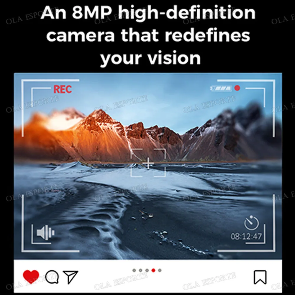 Okulary Ola Esporte AI Smart Camera Glasses 2025 z kamerą 8MP o wysokiej rozdzielczości, asystentem głosowym, połączeniami Bluetooth, odtwarzaczem muzyki i funkcjami inteligentnych okularów przeciwsłonecznych.