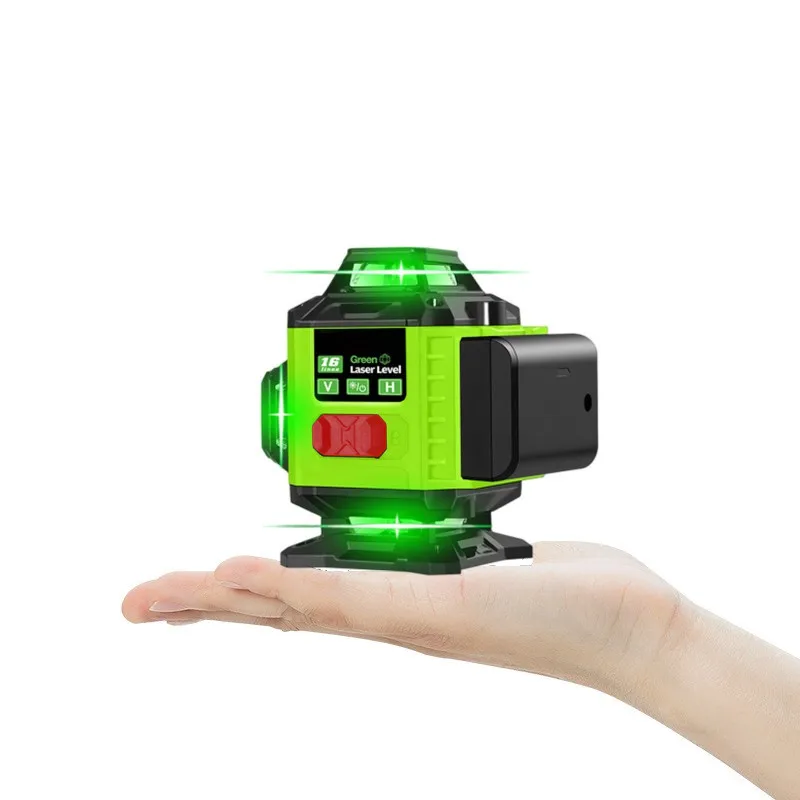 4D Green Line Laser 360 Self-leveling Laser Level 16 Line Multi Function & Remote Control 3000mAh Li-ion Battery for Tiles Floor