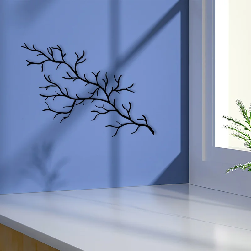 Retro Branch Metal Wall Art Powder-Coated Black Wrought Iron Sculpture Forest Theme Home Decor Halloween Thanksgiving Nature