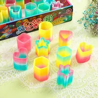 12 Pcs Colorful Rainbow Neon Plastic Spring Toys,polygon Rainbow Magic Spring Boys Girls Birthday party Favors Pinata Fillers