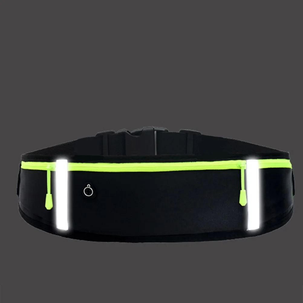 

Black Running Waist Pouch Ultra-Thin Waterproof Reflective Strip Design Adjustable Belt for Sports Fitness Hiking Travel