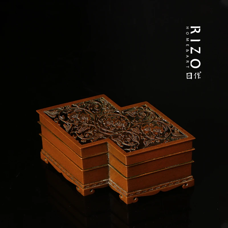 

Qing Songtang Shuangg Wer Seal Incense Burner, Su Copper Famous Master Hu Qingsong's Purple