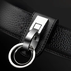 Leather Men Key Chain Luxury Belt Hanging Keychains Buckle Classic Retro Key Ring Holder Waist Hanging Fathers Day Gift Jewelry