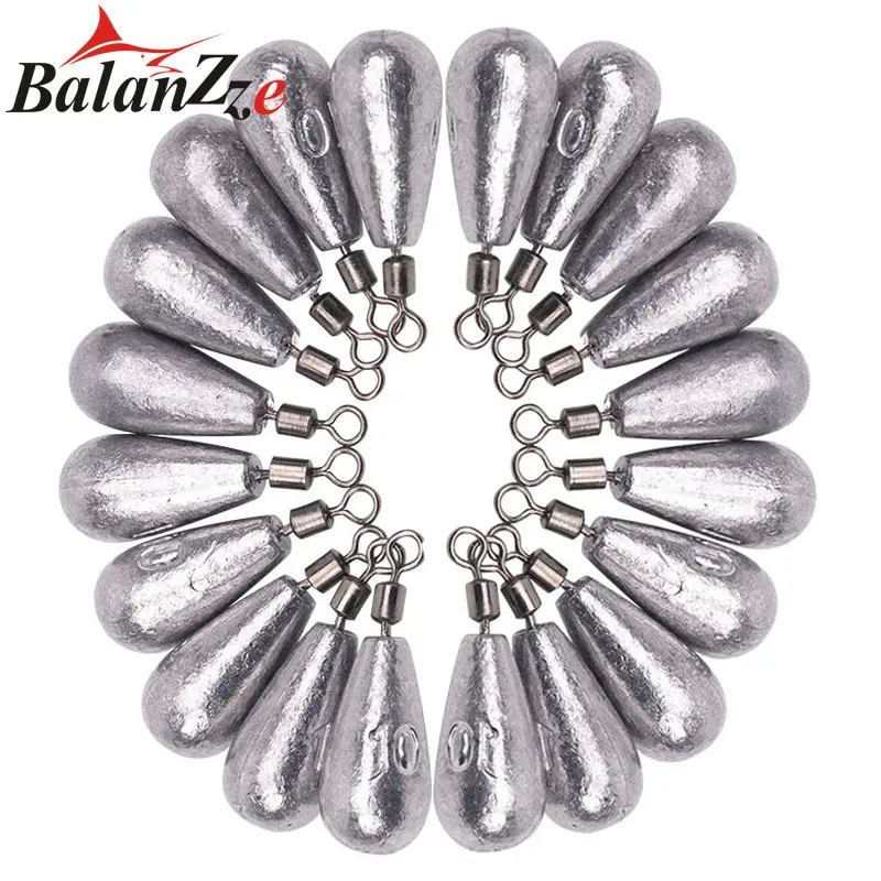 Balanzze Lead Sinker Alloy Fishing Sinker Drop Shot Weight Bass Carp Tackle Accessories 10G Fishing Sinker Bullet Crank Hook