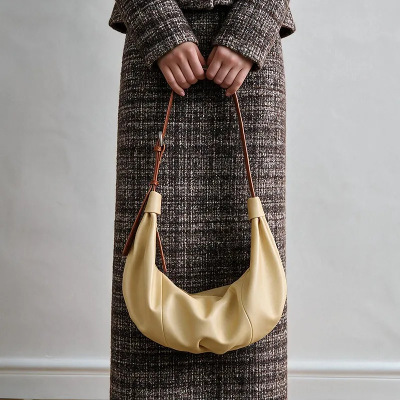 Leather skin 2026 Designer New Soft Leather Crescent Shoulder Bag for Women