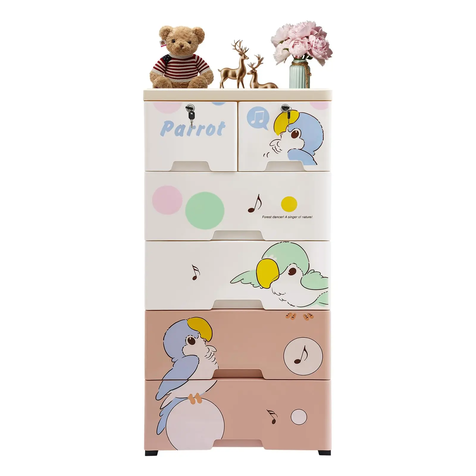 

Plastic Lockable Drawers Dresser Storage Cabinet, Drawers Organizers, Storage Cabinet, Plastic Closet Dresser, Organizer Unit with 5