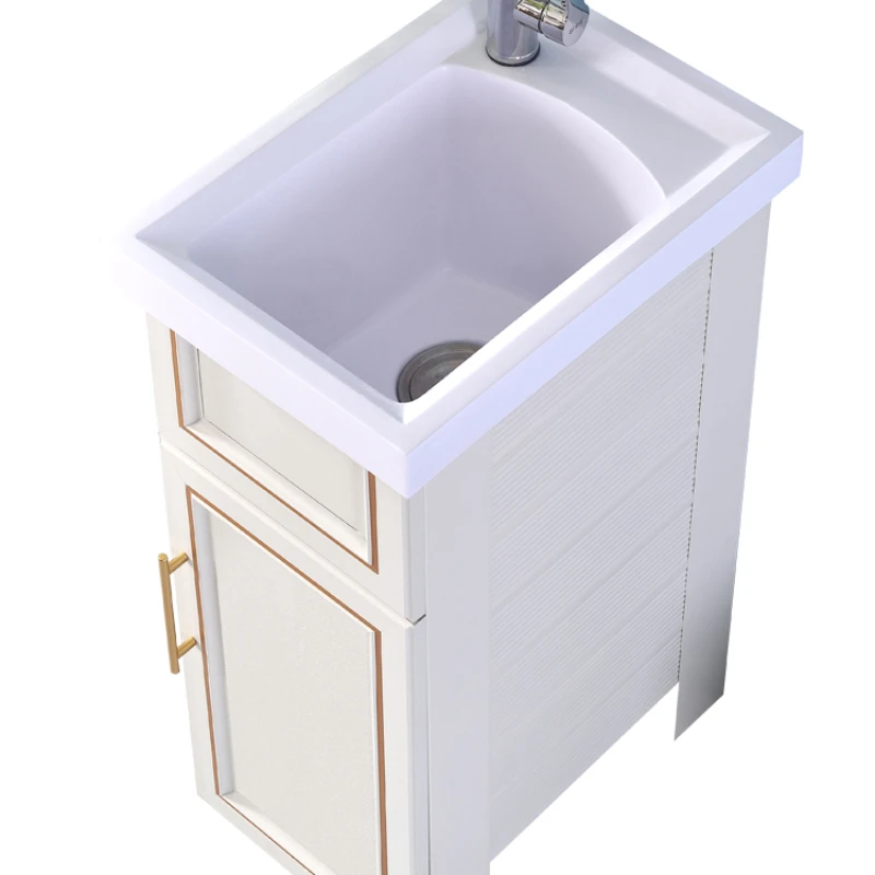 XK Laundry Tub Mini Bathroom Cabinet High-End Quartz Stone Basin Balcony Wash   Deep Groove