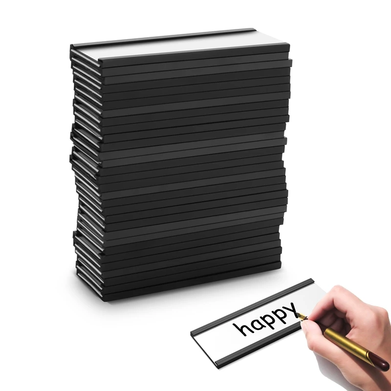 30Pcs Magnetic Label Holders With Magnetic Data Card Holders With Clear Plastic Protectors For Metal Shelf (1 X 3 Inch)