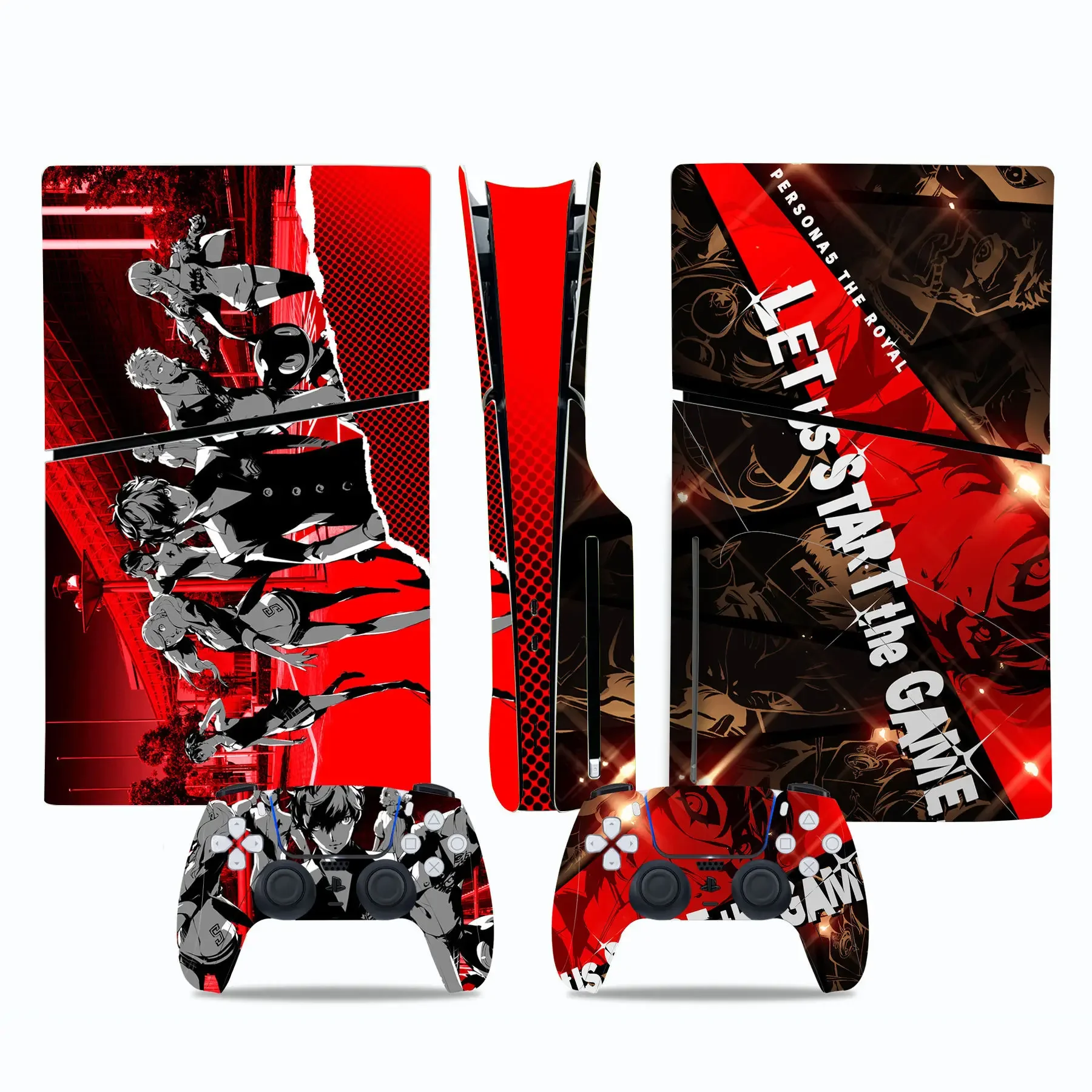 For PS5 Slim Persona 5 PVC Skin Sticker for Console & Controller Air-release Design Easy to Apply & Remove Disc Digital Edition