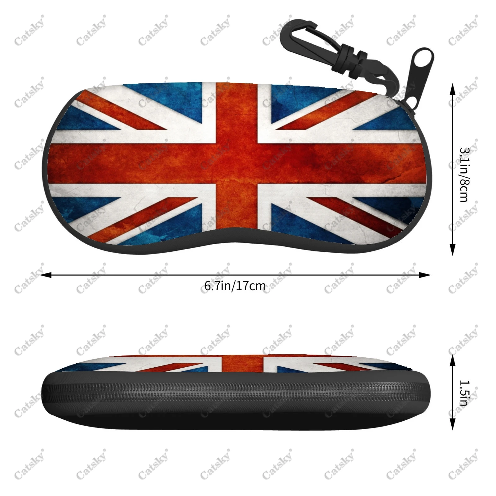 British flag Glasses Case Printed Travel Zipper Sunglasses Bag Pattern Classic Men's and Women's Storage Glasses Bag