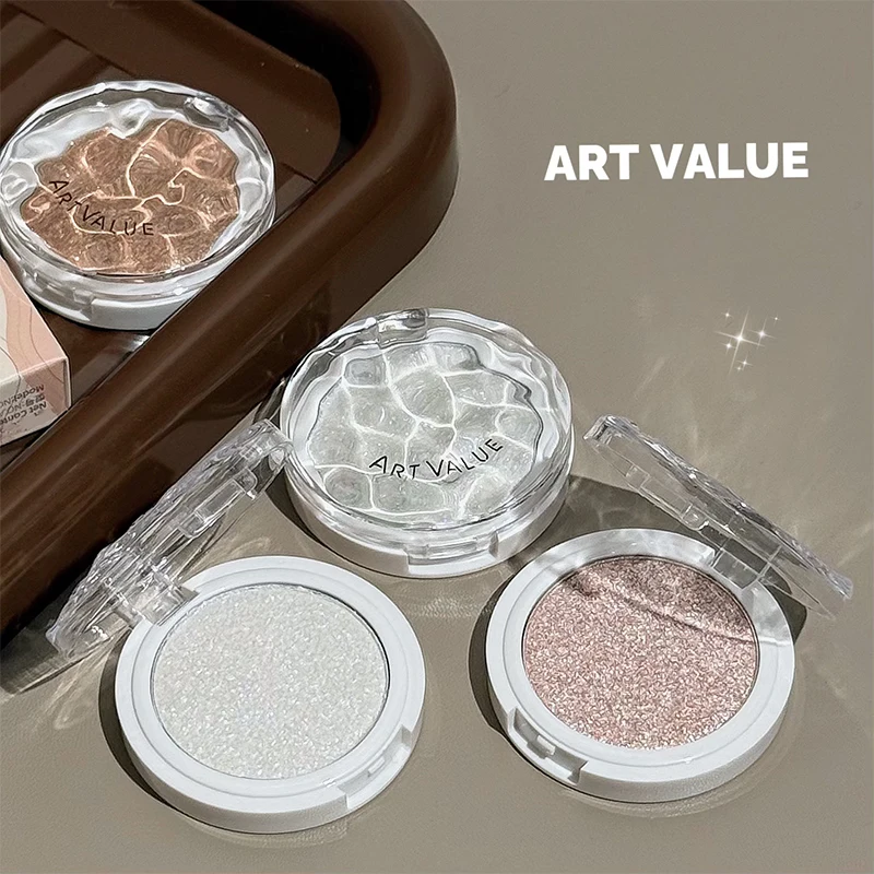 Paleta de Iluminador Monocromático ART VALUE, Polvo Iluminador con Brillo Dorado Champán, Maquillaje Facial Brillante, Iluminador Diamante para Contorno