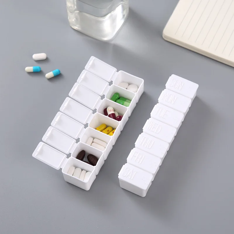 VITCOCO Medicine Pill Box 7 Days Weekly Pillbox Case Plastic Square Pills Box Organizer Tablets Medicine Storage Medical Travel