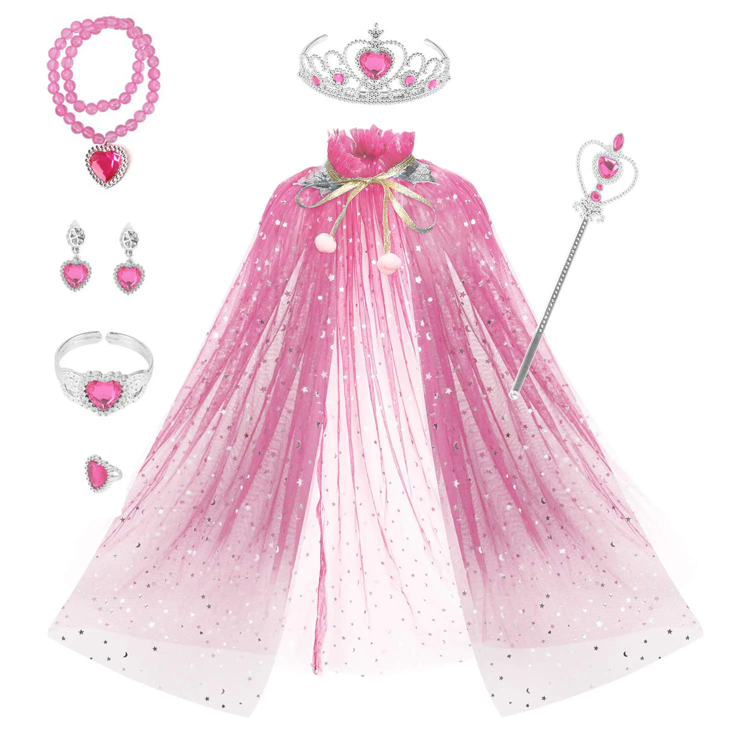 Cute Princess Cloak Dress Cosplay Princess Costume Cartoon Printed Dress Girls Halloween Girls Carnival Birthday Party Clothes