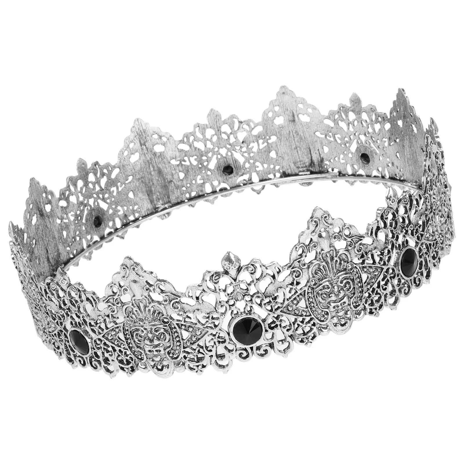 

Vintage Crown Headpiece Baroque King Crown for Men Stone Embellished Royal Accessory for Wedding Prom Medieval Party Costume