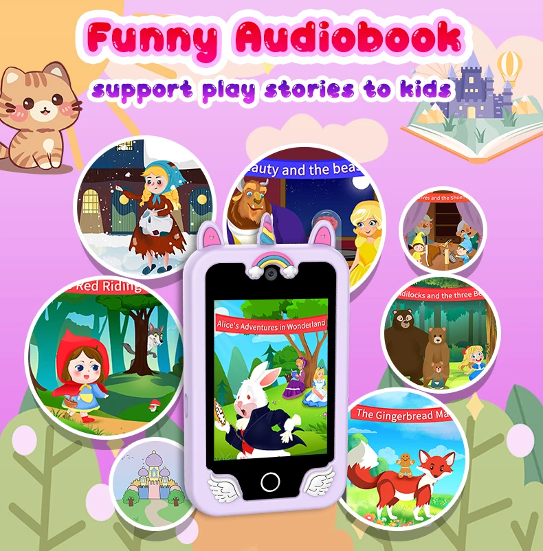 어린이 스마트폰 장난감 터치스크린 유니콘 아기 모바일 퍼즐 게임 MP3 음악 플레이어 어린이 미니폰 장난감 남아 여아 선물