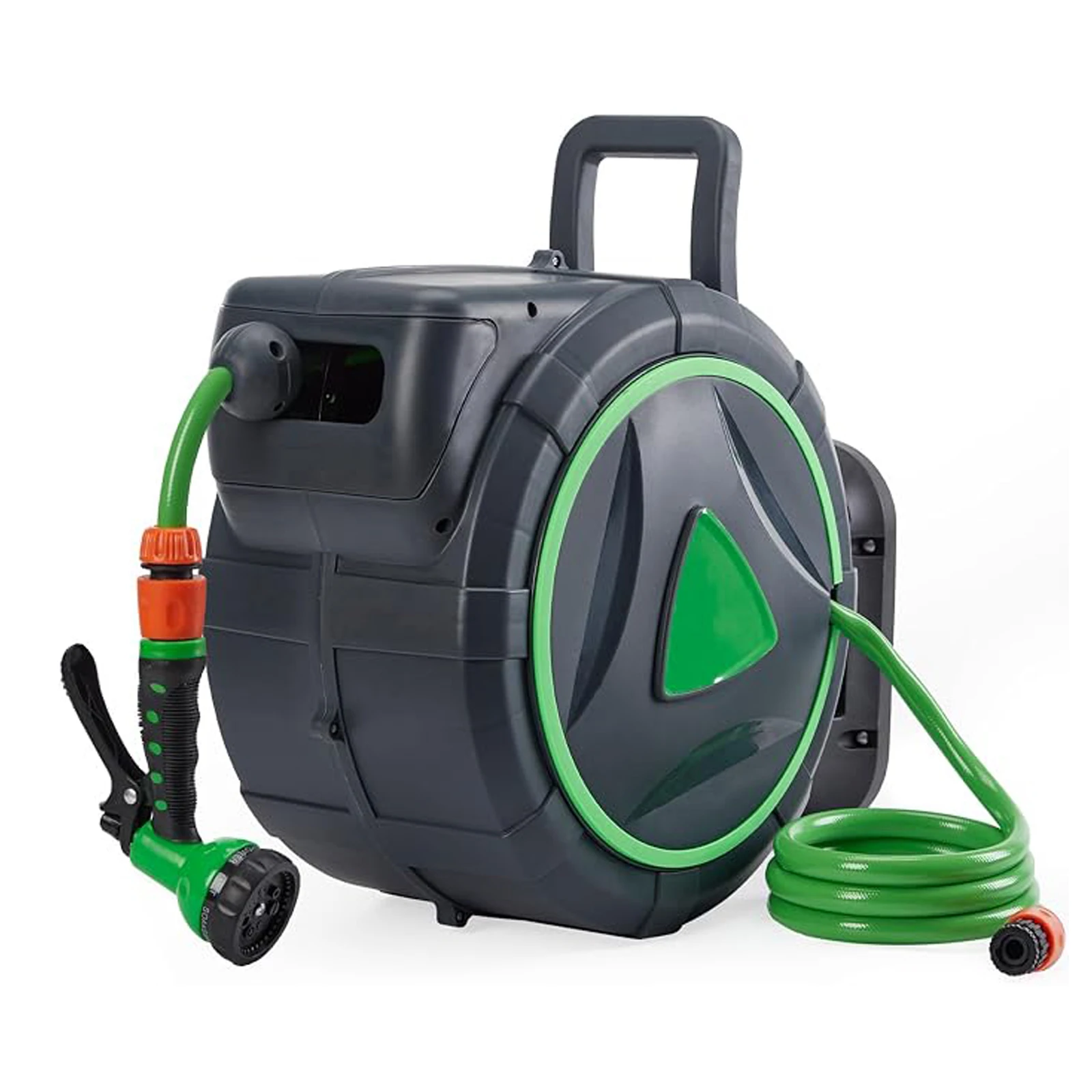 Heavy Duty Retractable Garden Hose Reel  Wall Mounted, Automatic Rewind, Slow Retraction, 180° Swivel Bracket for Lawn, Garden, Patio, Car Washing