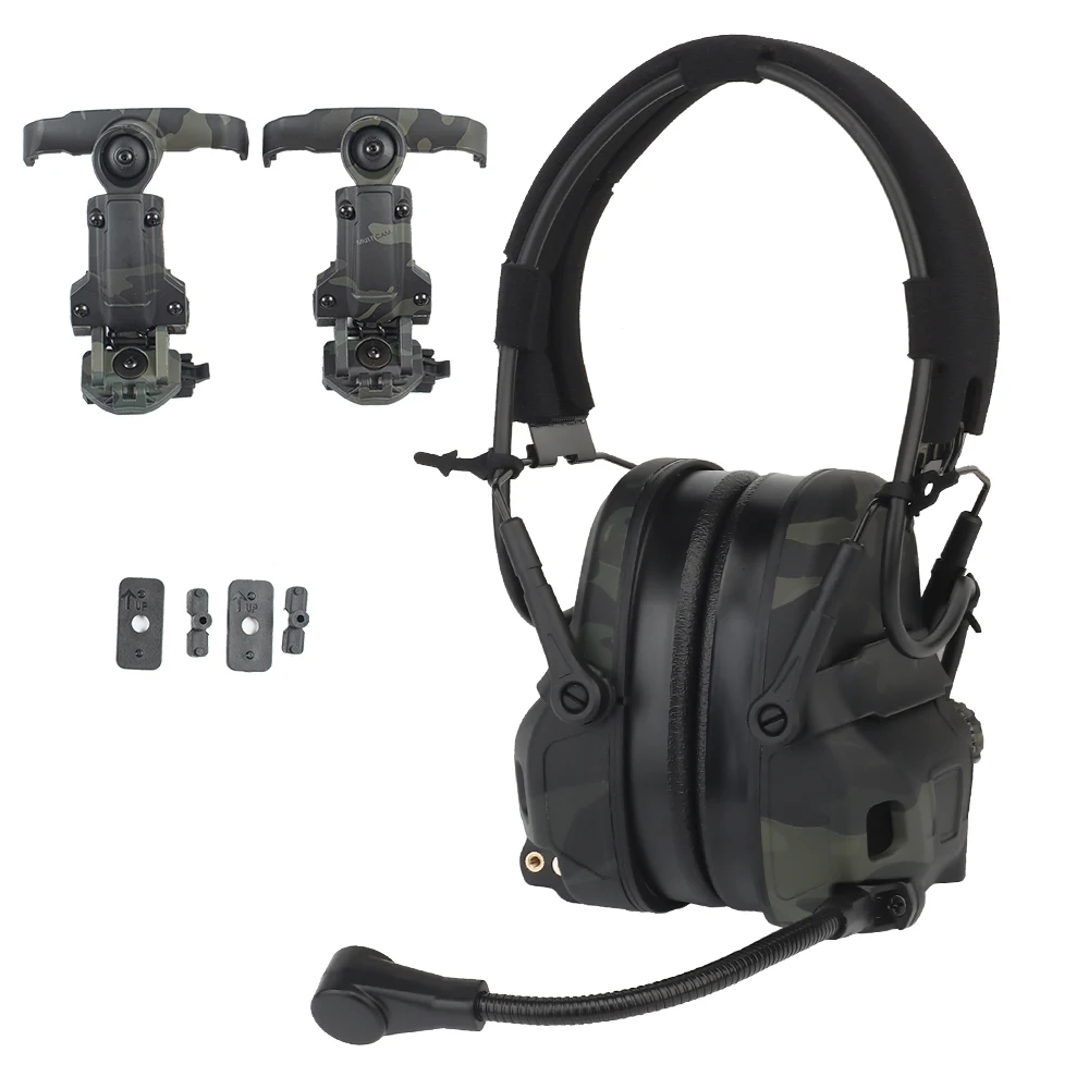 GEN 6 Tactical Headset Sound Pickup & Noise Reduction Headphone for Hunting Shooting with Fast Helmet Rail Adapter Foldable